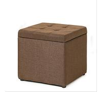 Taburete otomano de 15,7 pulgadas, organizador de lino, almacenamiento, taburete otomano con forma de cubo, reposapiés, taburete para viajar, acampar, dormitorio, taburete para zapatos (marrón)
