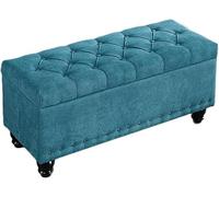 Taburete otomano de almacenamiento con patas de madera maciza, diseño cómodo y duradero para dormitorio o sala de estar