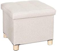 Taburete otomano de almacenamiento de lino, reposapiés para juguetes, caja de almacenamiento de 38 x 38 x 33 cm