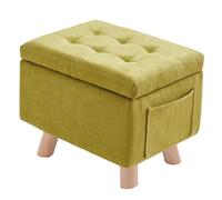 Taburete otomano de almacenamiento, silla de maquillaje suave con patas de madera maciza y compartimento de almacenamiento para dormitorio