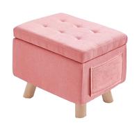 Taburete otomano de almacenamiento, silla de maquillaje suave con patas de madera maciza y compartimento de almacenamiento para dormitorio