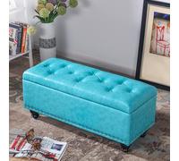 Taburete otomano de cuero 2 en 1 con caja de almacenamiento y asiento para el extremo de la cama, reposapiés rectangular, taburete cambiador de zapatos para dormitorio, pasillo, sala de estar, color 3