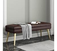 Taburete otomano de cuero moderno otomano de cuero cómodo tapizado con patas de metal multifunción en el banco del banco del banco del banco para la sala de estar dormitorio-gris 60x40x47cm (24x16x19