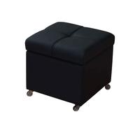 Taburete otomano de cuero rodante para almacenamiento, banco pequeño para zapatos con parte superior elevadora para entrada, reposapiés acolchado y reposapiés, color beige y gris, 32 cm, decoración
