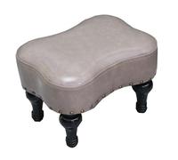 Taburete otomano de cuero, taburete moderno con patas de madera maciza y puf acolchado suave para sala de estar, dormitorio, entrada