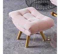 Taburete otomano de felpa verde de mediados de siglo con patas de madera, banco acolchado suave para sala de estar y dormitorio, silla decorativa de tocador, 60 x 35 x 30 cm (opción rosa disponible)