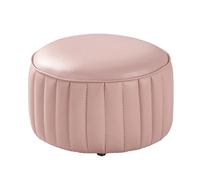 Taburete otomano de madera acolchado redondo para dormitorio, pasillo, sala de estar, 32 x 32 x 21 cm, muebles elegantes y versátiles para decoración del hogar y comodidad