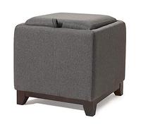 Taburete otomano de madera maciza con almacenamiento, taburete tapizado vintage para sala de estar y dormitorio, silla de salón con 4 patas, color negro
