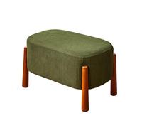 Taburete otomano de pana verde de 12.5 pulgadas con patas de madera, puf versátil para sala de estar, dormitorio y entrada, acogedor banco de zapatos y taburete escalonado