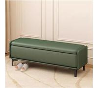 Taburete otomano de piel con almacenamiento para ventana, banco de cama, taburete para sala de estar, pasillo, mesa de café rectangular (tamaño: 100 cm, color: verde)