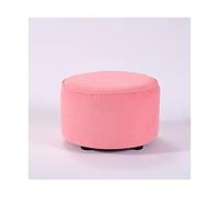 Taburete otomano de tela para sofá, taburete bajo de madera maciza, taburete para cambiar zapatos, reposapiés pequeño y creativo nórdico, taburete para zapatos para sala de estar (rosa pequeño)