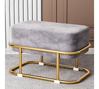 Taburete otomano de terciopelo con patas doradas, silla rectangular tapizada para sala de estar, dormitorio, entrada, silla de maquillaje para final de cama, decoración del hogar