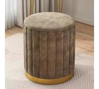 Taburete otomano de terciopelo de lujo, reposapiés redondo tapizado y asiento adicional para dormitorio y sala de estar, diseño suave sin almacenamiento (13 x 17 pulgadas, marrón)