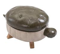 Taburete otomano de tortuga, reposapiés tapizado de animales, puf de piel sintética, reposapiés de madera para sala de estar, dormitorio, sofá