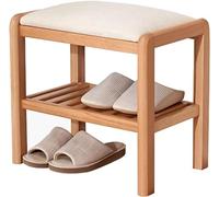 Taburete otomano Modern de madera multifuncional de dos tercios Banco de zapatos de gran capacidad con colchoneta de lino para la sala de estar Entrada de la sala de estar del pasillo Color 60x30x42cm