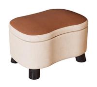 Taburete otomano multifuncional de almacenamiento pequeño - Mueble tapizado moderno con patas de madera maciza - Elegante reposapiés azul y taburete para decoración del hogar