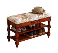 Taburete otomano para pies, taburete nórdico de tela de madera para almacenamiento y reposapiés, banco zapatero de entrada