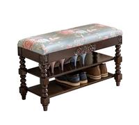 Taburete otomano para pies, taburete nórdico de tela de madera para almacenamiento y reposapiés, banco zapatero de entrada