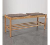 Taburete otomano para zapatos, de roble natural, tejido a mano, de cuerda de algodón, para uso en interiores y exteriores, perfecto para dormitorio, entrada, pasillo