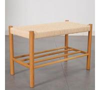 Taburete otomano para zapatos, diseño moderno de granja con cuerda de algodón tejida a mano, ideal para uso en interiores y exteriores, perfecto para entrada y pasillo