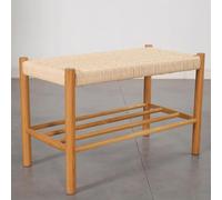Taburete otomano para zapatos, moderno banco de cuerda de algodón tejido natural para almacenamiento de zapatos en interiores y exteriores, perfecto para dormitorio, entrada, pasillo