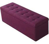 Taburete otomano plegable de metal para almacenamiento de cama, sala de estar, entrada, color morado, 90 x 40 x 40 cm, solución de almacenamiento elegante y funcional