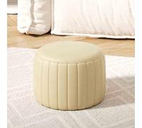 Taburete otomano redondo - Banco moderno tapizado con reposapiés para sala de estar y dormitorio, diseño elegante para uso en el salón