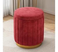 Taburete otomano redondo colorido con patas de metal, taburete bajo para dormitorio y sala de estar, pieza amarilla y roja para decoración moderna del hogar