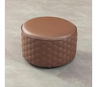 Taburete otomano redondo de piel, taburete para cambiar zapatos, taburete para sala de estar, cocina, dormitorio, balcón, taburete de descanso (tamaño: 36 x 26 cm, color: marrón)