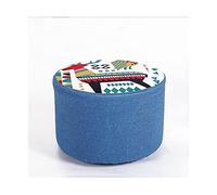 Taburete otomano redondo de tela de lino suave otomano con patas de plástico antideslizante, decoración de regalo, taburete para escritorio, oficina, sala de estar, taburete para zapatos (ciervo Sika)