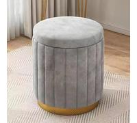 Taburete otomano redondo de terciopelo con almacenamiento, elegante silla decorativa para sala de estar y dormitorio, otomana tapizada verde con almacenamiento oculto para soluciones de ahorro de