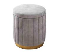 Taburete otomano redondo de terciopelo con almacenamiento para zapatos, taburete tapizado suave con base dorada, taburete de tocador de gran capacidad, 34 x 34 x 45 cm