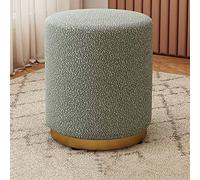 Taburete otomano redondo de terciopelo con base dorada, asiento tapizado suave para sala de estar y dormitorio, elegante pieza de decoración del hogar