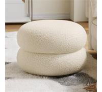 Taburete otomano redondo de terciopelo con marco de madera, taburete de tocador multifuncional, reposapiés debajo del escritorio, banco lateral para sala de estar, dormitorio y estudio