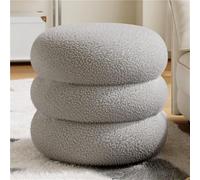 Taburete otomano redondo de terciopelo con marco de madera, taburete de tocador multifuncional, reposapiés debajo del escritorio, banco lateral para sala de estar, dormitorio y estudio