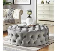 Taburete otomano redondo de terciopelo, mesa de centro moderna para sala de estar, dormitorio o sala de anfitrión