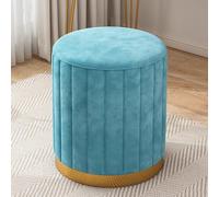 Taburete otomano redondo de terciopelo para sala de estar y dormitorio, diseño elegante, cómodo reposapiés acolchado para relajación y asiento adicional