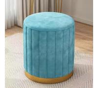 Taburete otomano redondo de terciopelo, reposapiés tapizado suave con almacenamiento para asientos adicionales en espacios pequeños, ideal para dormitorio y sala de estar