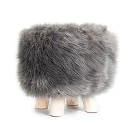 Taburete otomano redondo otomano de piel sintética súper suave, taburete de tocador con patas de madera, taburete esponjoso para pies, muebles decorativos, asiento, taburete para zapatos (natural)