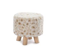 Taburete otomano redondo otomano de piel sintética súper suave, taburete de tocador con patas de madera, taburete esponjoso para pies, muebles decorativos, asiento, taburete para zapatos (leopardo)