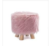 Taburete otomano redondo otomano de piel sintética súper suave, taburete de tocador con patas de madera, taburete esponjoso para pies, muebles decorativos, asiento, taburete para zapatos (rosa)