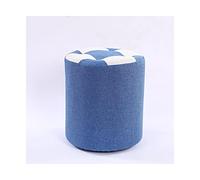 Taburete otomano redondo otomano para interior y exterior, taburete para sofá, taburete moderno y creativo, reposapiés para patio, jardín, camping o hogar, taburete para zapatos (azul mediano)