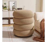Taburete otomano redondo suave y compacto con asiento acolchado para sala de estar y dormitorio reposapiés