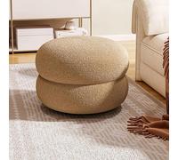 Taburete otomano redondo tapizado, acolchado suave para sala de estar, dormitorio, sofá, reposapiés moderno