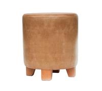 Taburete otomano redondo tapizado con patas de madera para dormitorio, sala de estar, entrada, taburete de tocador, banco de pie de cama