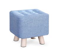 Taburete otomano Reposapiés cuadrado de 29 cm Taburete otomano de madera maciza Reposapiés de lino y algodón Taburete moderno para cambiar zapatos Taburete para zapatos para sala de estar (azul)