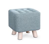 Taburete otomano Reposapiés cuadrado de 29 cm Taburete otomano de madera maciza Reposapiés de lino y algodón Taburete moderno para cambiar zapatos Taburete para zapatos para sala de estar (verde claro