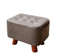 Taburete otomano Reposapiés de cuero Banco pequeño de madera otomano Cambio de zapatos para interiores Reposapiés Decoración simple para exteriores Sala de estar Entrada Taburete para zapatos (marrón)