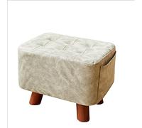 Taburete otomano Reposapiés de cuero otomano pequeño banco de madera para interiores, cambio de zapatos, reposapiés para exteriores, decoración simple, sala de estar, entrada, taburete para zapatos (n