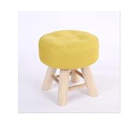 Taburete otomano Reposapiés de madera maciza Asiento de tela Sofá Reposapiés otomano Taburete para cambiar zapatos Reposapiés lindo Decoración de moda Taburete para zapatos del dormitorio del hogar (A
